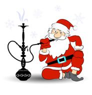 Santa smokes a hookah