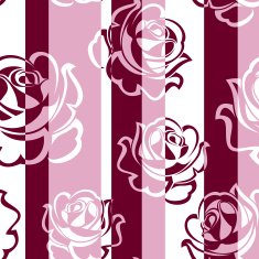 Seamless striped pattern with roses Vector illustration