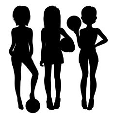 Three fashionable silhouette with ball N2