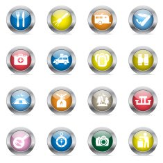 Glossy camping icons in color