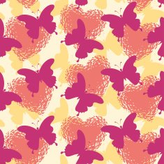 Seamless background butterflies and hearts N2