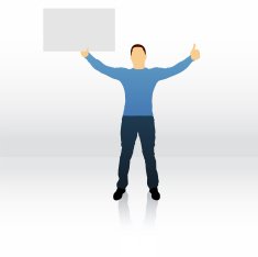 Male silhouette holding blank sign N5