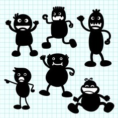 Kids silhouette hand writing cartoon N2