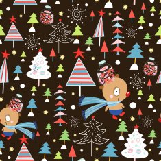 texture of bears and Christmas trees