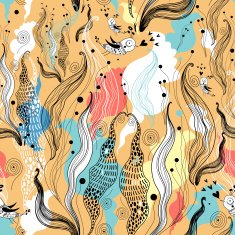 floral texture with birds N2