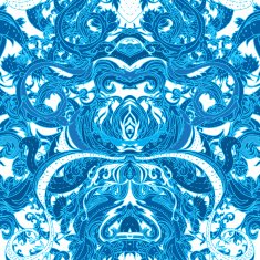 Blue and white seamless floral vector pattern N2