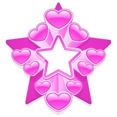 pink star frame with shiny hearts