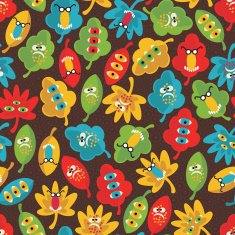 Seamless pattern with monsters leaves