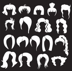Vector silhouette of a variety hairstyles N3