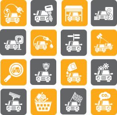 Silhouette Car and road services icons