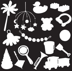 vector silhouette of different toys