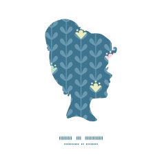 Vector blloming vines stripes girl portrait silhouette pattern frame