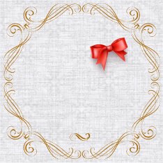 Invitation card with vintage elements and bow N2