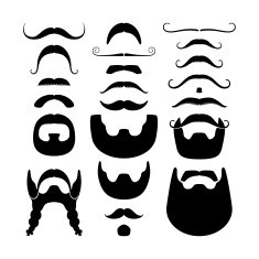 Moustaches and beards silhouettes icons N2