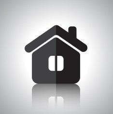 Flat house icon with reflection