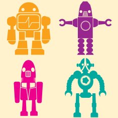 Collection of retro cute robots