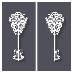 Ornate Antique Key with Long Shadow