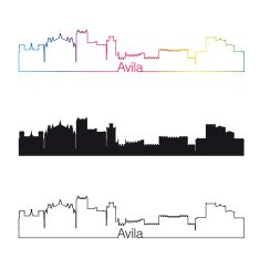 Avila skyline linear style with rainbow