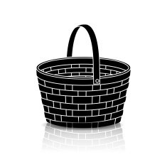 silhouette straw basket with a handle and reflection