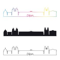 Dijon skyline linear style with rainbow