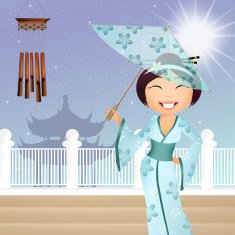 Geisha with umbrella