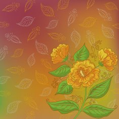 Flowers and leafs contours