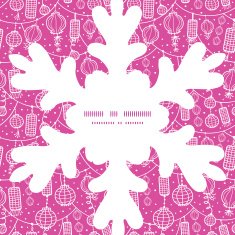 Vector holiday lanterns line art Christmas snowflake silhouette pattern frame N2