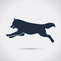 Dog wolf jumping silhouette symbol vector