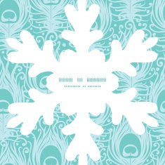 Vector soft peacock feathers Christmas snowflake silhouette pattern frame card