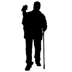 Vector silhouette of people with dog N61