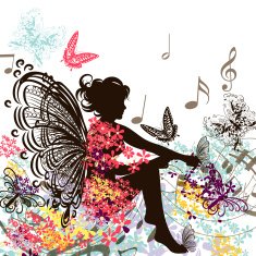 Floral music fairy with butterflies N2