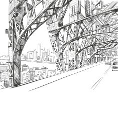 Bridge hand drawn vector illustration
