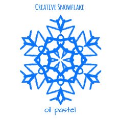 Snowflake hand drawn with oil pastels N19
