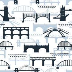 Seamless pattern of bridge silhouettes