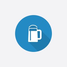 glass of beer Flat Blue Simple Icon with long shadow N2