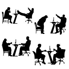 Vector silhouettes of people in the office N3