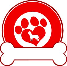 Red Circle Label Design With Love Paw Dog And Bone