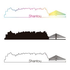 Shantou skyline linear style with rainbow