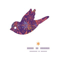 Vector textured christmas stars bird silhouette pattern frame