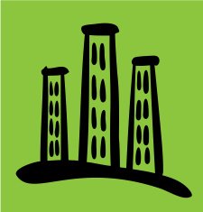 High Riser House sketch on green background N2