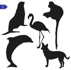 Set of vector silhouettes animals N2