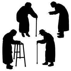 Vector silhouette of an old woman