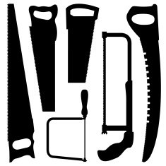 Hand saws silhouettes