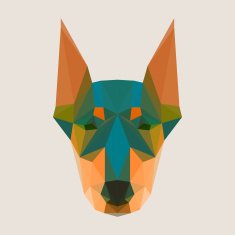 Bright colored abstract doberman polygonal background