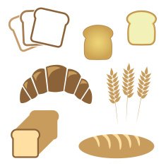 Set of white bread bakery icons