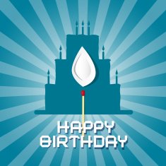 Blue Birthday Background Illustration with Cake