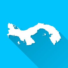 Panama Map on Blue Background Long Shadow Flat Design