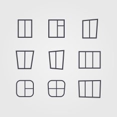 Vector set of black silhouettes windows