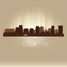 Orlando Florida brown skyline city silhouette