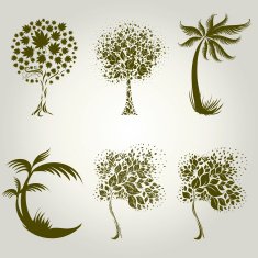 Vector set of designs with decorative tree from leafs Thanksgiving